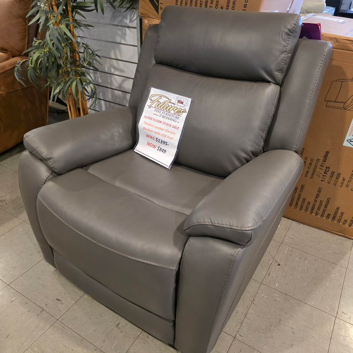 Flinders Leather Electric Recliner with USB Port